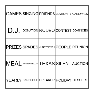 JUNETEENTH BINGO Card