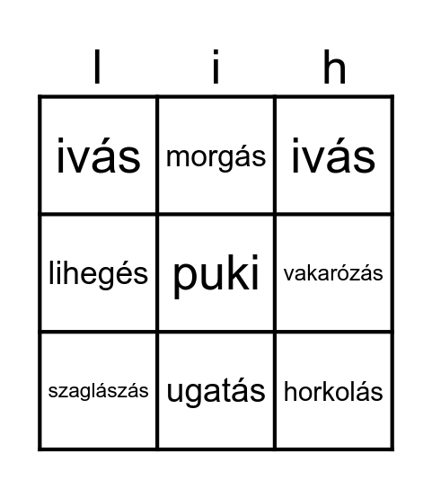 Kutyahangok Bingo Card