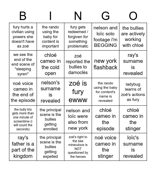 6x14 grendiaper prediction bingo Card