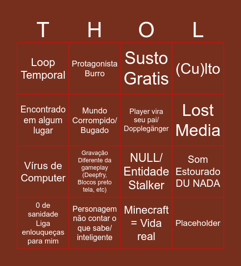 Arg Generico Minecraft Bingo Card