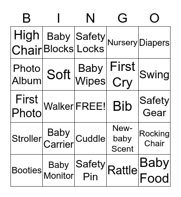 Baby Shower Bingo Card