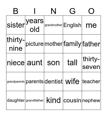 BB1 U1 Bingo Card