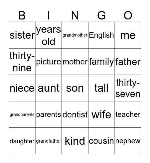 BB1 U1 Bingo Card