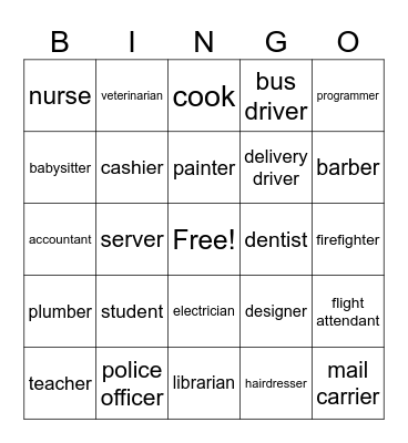 Jobs Bingo Card