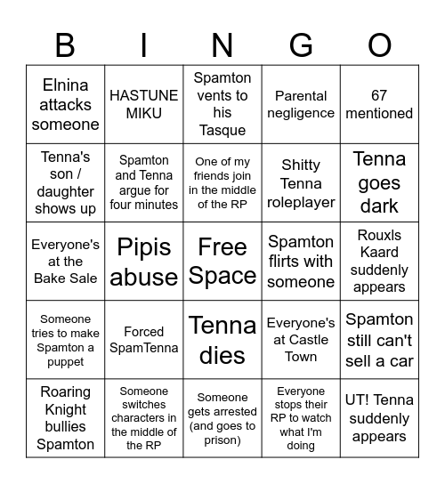 Dishie's CDRP Misadventures Bingo Card