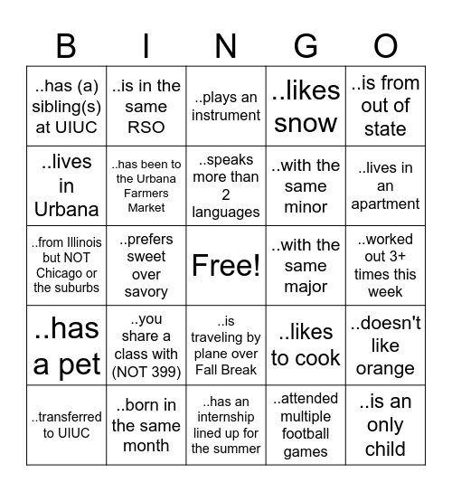 LAS 399 B Bingo Card