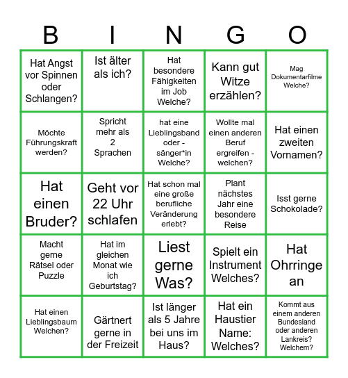 Finde eine Person, die.... Bingo Card