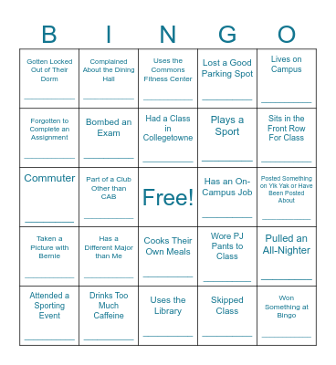 Personal Bingo - November 10th Meeting Bingo Card