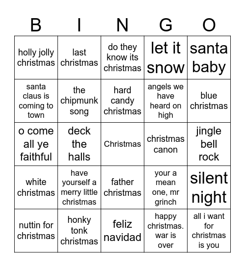 christmas Bingo Card