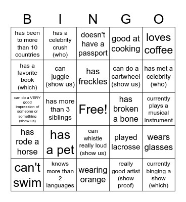 Chapter Bingo Card