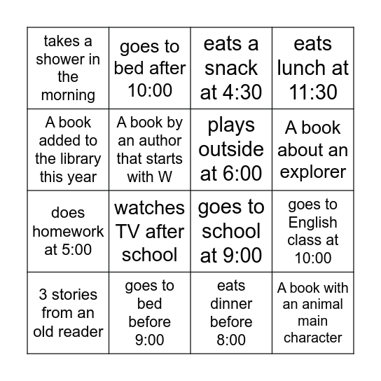 Find Someone Who… (Time Edition) Bingo Card