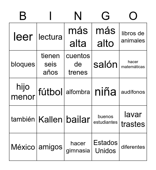 Somos iguales, somos diferentes Bingo Card