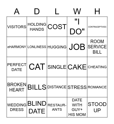 MARRIAGE BINGO Card