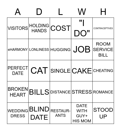 MARRIAGE BINGO Card