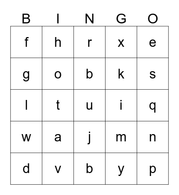 Alphabet Bingo Card