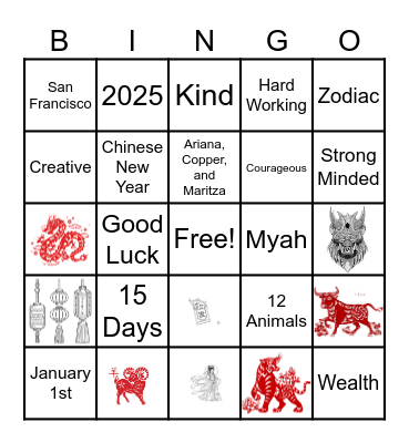 Chinese New Year Bingo Card