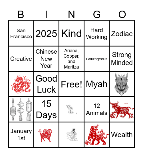 Chinese New Year Bingo Card