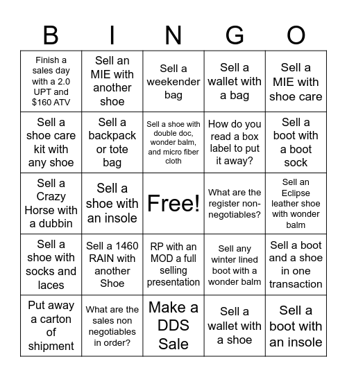 Dr. Martens BINGO Card