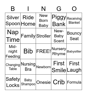 Baby Shower Bingo Card