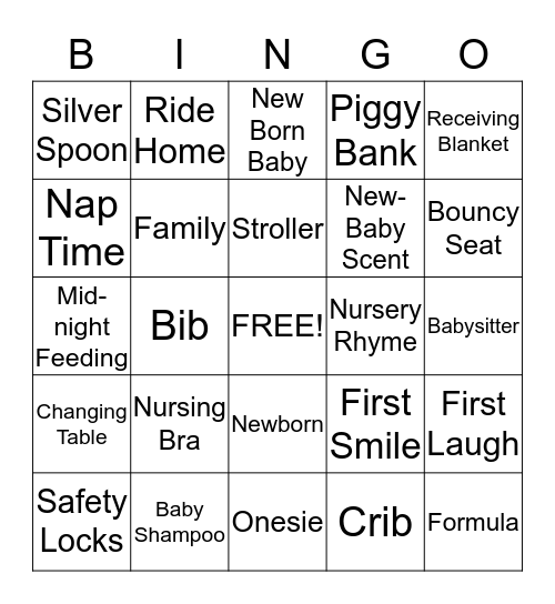 Baby Shower Bingo Card