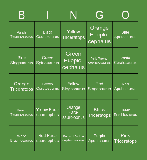 DINO BINGO! Bingo Card