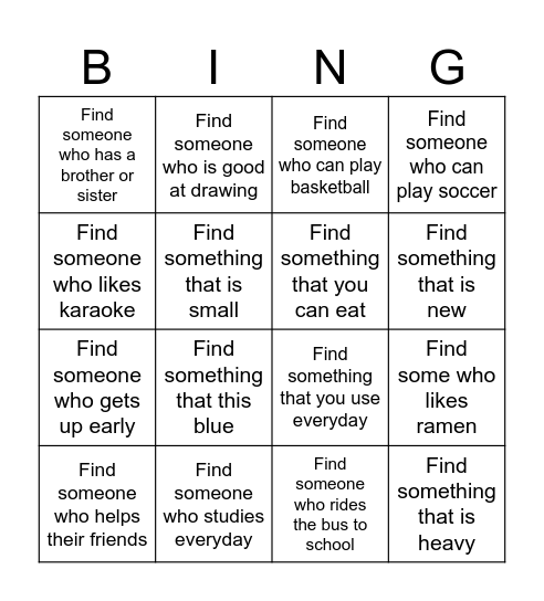 Relative Pronoun - Human Bingo Card