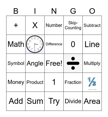 Math Words BINGO Card