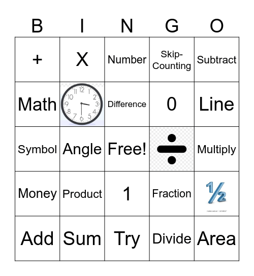 Math Words BINGO Card