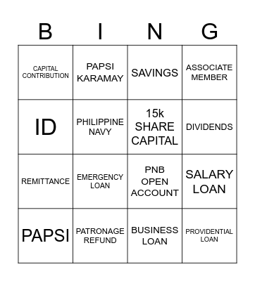 PAPSI BINGO BONANZA Bingo Card