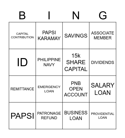 PAPSI BINGO BONANZA Bingo Card