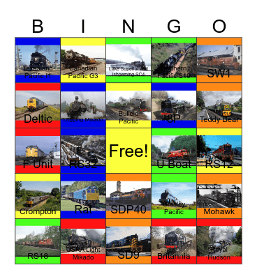Railroads I would like to volunteer with PWP one day Bingo Card