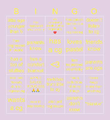 agere bingo !! ^^ Bingo Card