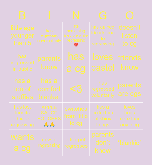 agere bingo !! ^^ Bingo Card