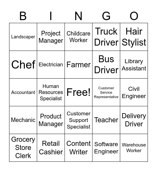 My Job Matters Bingo Card