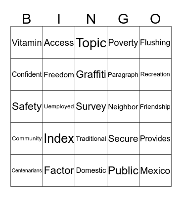 Review Bingo Card