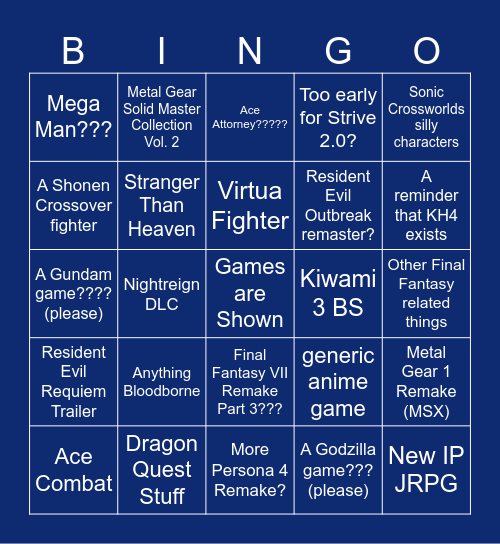 11/11 State of Play Japan Regular/Crack Picks Bingo Card