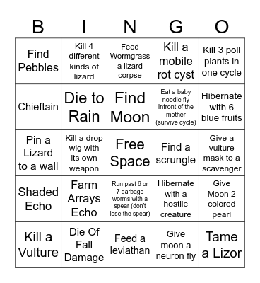 Rainworld Bingo Card