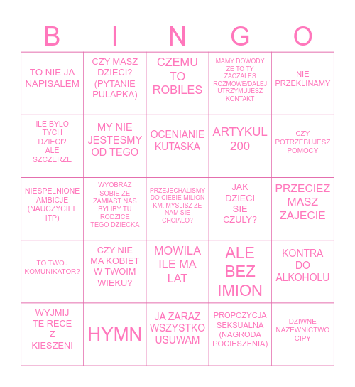 PEDOFILIADA Bingo Card