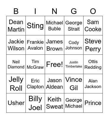 Kings of Music Bingo Card