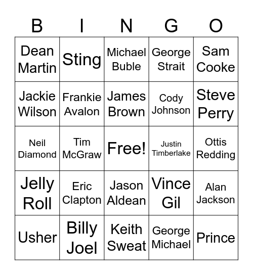 Kings of Music Bingo Card