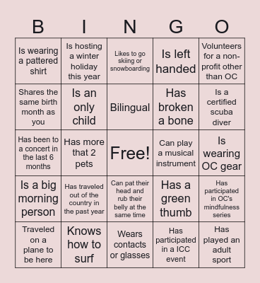 Ocean Conservancy Bingo Card