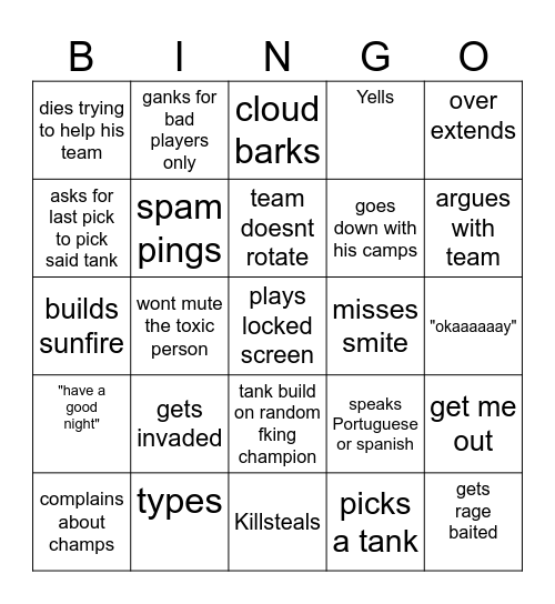 hector league bingo Card