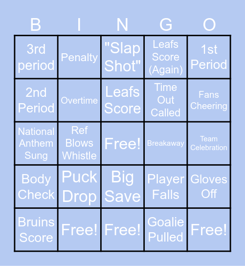 Leafs Night Bingo! Bingo Card