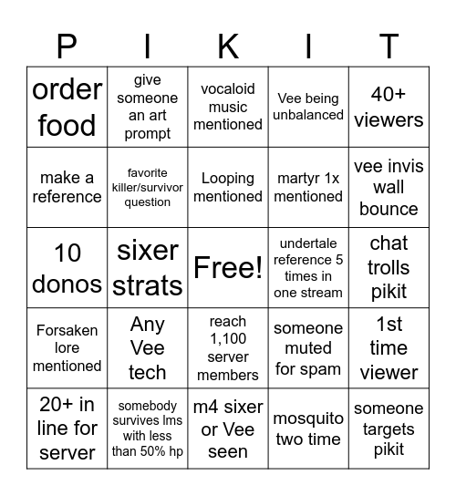 BINGO FOR THE 07 GUIDE Bingo Card