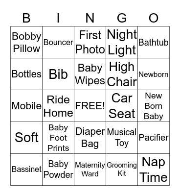 Baby Shower Bingo Card