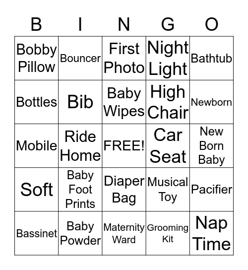 Baby Shower Bingo Card