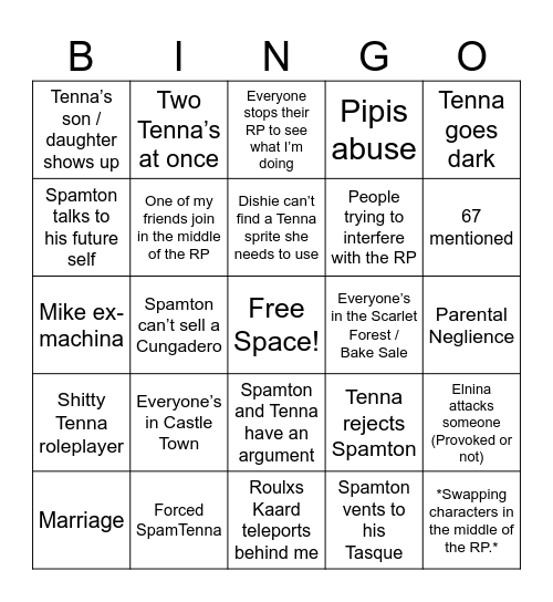 Dishie’s CDRP Misadventures Bingo Card