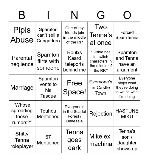 Dishie’s CDRP Misadventures Bingo Card