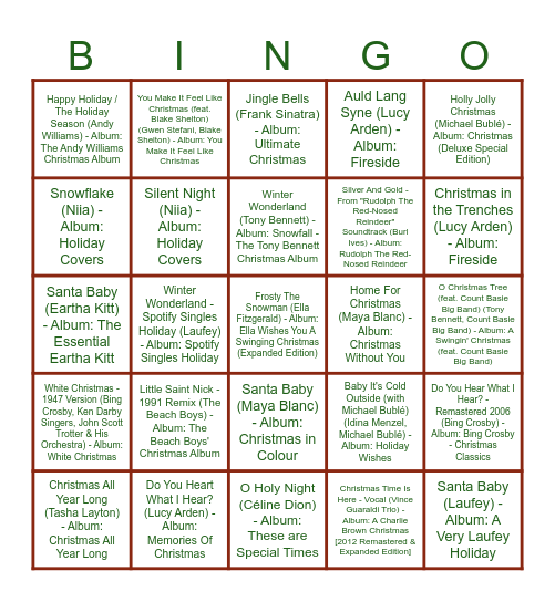Christmas Singo <3 Bingo Card