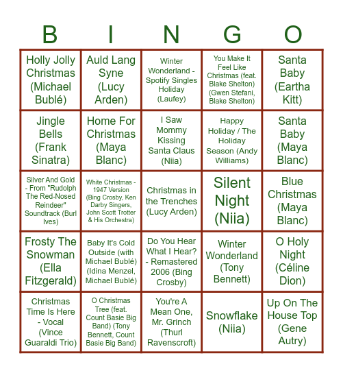 Christmas Singo <3 Bingo Card